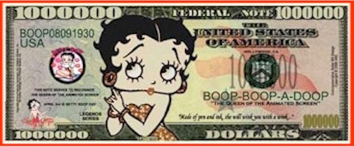 Betty Boop Commemorative Million Dollar Bill