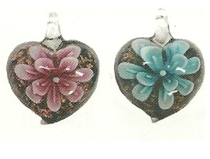 Coral Heart Arte Glass Pendant