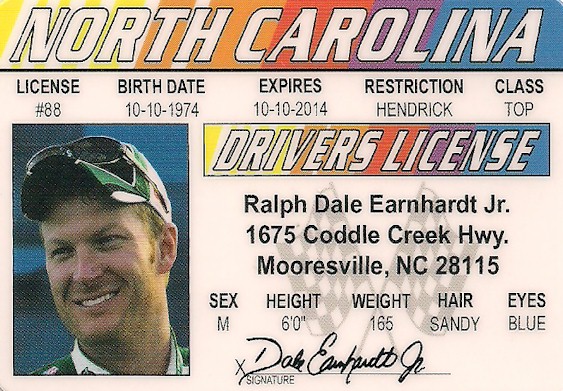 Dale Earnhardt, Jr North Carolina Novelty ID Card