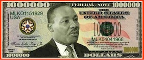 M L King, Jr Commemorative Million Dollar Bill