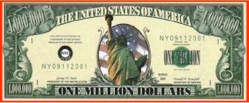 Statue Of Liberty Commemorative Million Dollar Bill