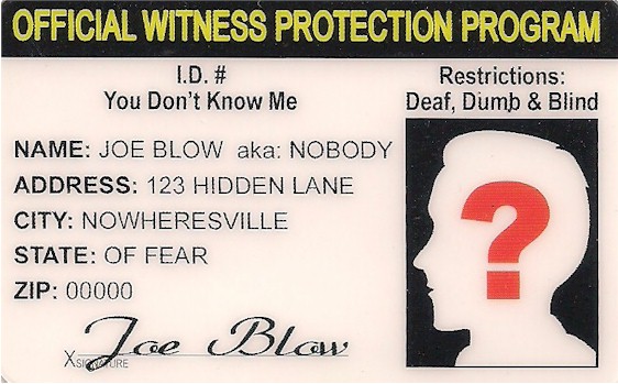 Witness Protection Program Novelty ID Card